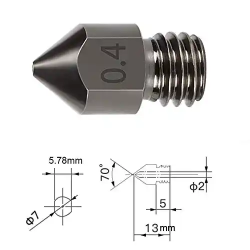 0.4mm MK8 Hardened Steel Nozzle (Packet of 4)