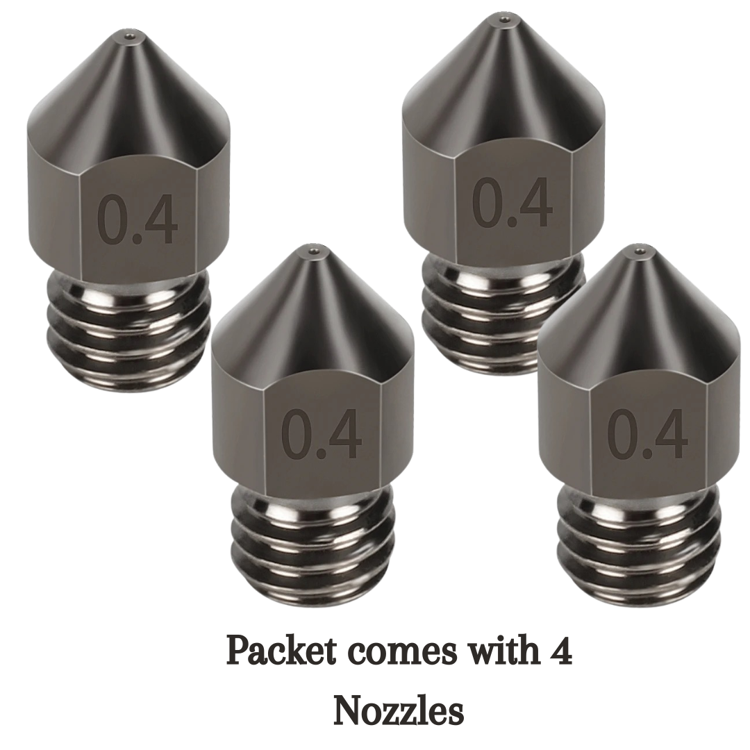 0.4mm MK8 Hardened Steel Nozzle (Packet of 4)